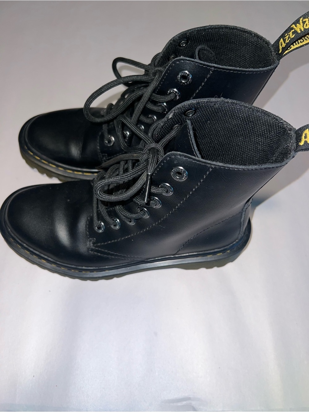 DR. MARTENS LUANA BLACK LEATHER AIR WAIR 7EYELET COMBAT BOOTS WOMENS US 5 - Picture 6 of 12
